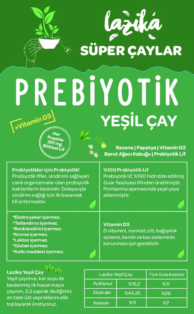 LAZİKA PREBİYOTİK YEŞİL ÇAY 27 gr